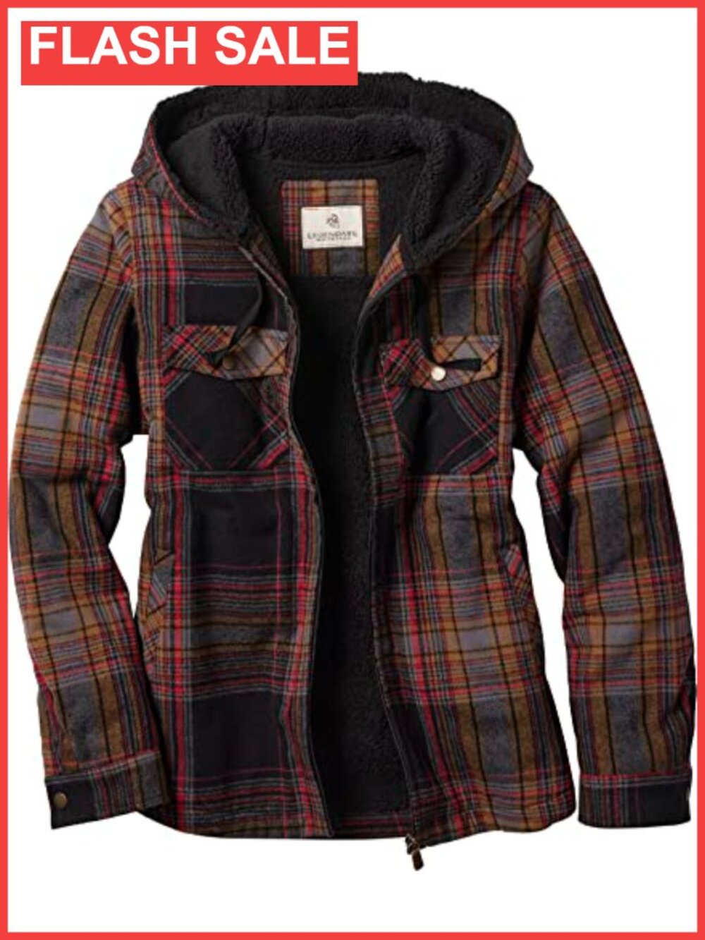 Hooded Shacket Berber Lined Shirt Jacket Faux Fur Lined Casual Quilted
